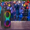 Portable Wireless Party Speaker with 7 Colorful Lights Remote Control Party Speaker with TWS Function FM Radio USB MMC Card Reading Aux In Recording F