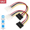2 Packs 4 Pin Male To 15Pin Female Data Cable Adapter Converter Hard Drive Cable