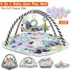 4 In 1 Baby Gym Play Mat Ball Pit Baby Lounger Safety Fence Tummy Time Mat Baby Activity Center with Pillow 18 Balls 9 Toys for 0-3 Years Old