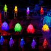 3Pcs Halloween Light Decorations Total 50 LEDs 24ft Halloween String Lights Colorful 3D Skeleton Ghost String Lights Gauze Skull String Lights Spooky