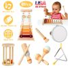 8Pcs Toddler Musical Toys Wooden Montessori Musical Instruments with Xylophone Tambourine Maracas for Boys Girls Aged 3 4 5 Years Old