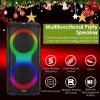 Portable Wireless Party Speaker with 7 Colorful Lights Remote Control Party Speaker with TWS Function FM Radio USB MMC Card Reading Aux In Recording F