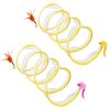 2Pcs Foldable Cat Tunnel with Bell Feather Mouse Toys Collapsible Indoor Cat Spring Tube with Interactive Toy for Kittens Cats