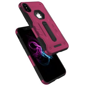 Rugged Phone Case for iPhone X Drop-protection Phone Case with Kickstand Heavy Duty Dual Layers Phone Protective Cover (Option: iPhoneXCase BLKRRed)