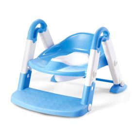 Kids Toilet Seat Toddler Potty Training Chair w/ Steps Stool Baby Toilet Ladder Anti-slip Safety (Option: ChildToiletChair Blue)
