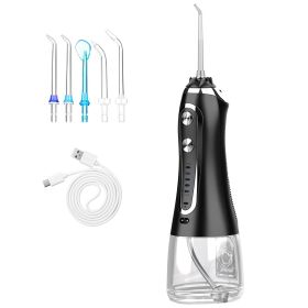 Portable Water Dental Flosser Cordless Rechargeable Dental Oral Irrigator IPX7 Waterproof Teeth Cleaner with 5 Modes 5 Nozzles 10.14oz Detachable Wate (Option: DentalFlosser Black)