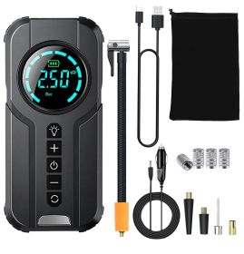 Car Tire Inflator Pump Portable Car Air Compressor Wireless Electric Air Pump 150 PSI with LED Light (Option: TireInflator)