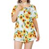 Women Summer Shirts Tops Loose Short Sleeve T Shirts Casual Floral Printed Button Shirts Blouse S-XXL