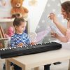 61 Keys Digital Music Keyboard Electric Piano Electronic Musical Instrument Kids Learning Keyboard with Stand Light Up Keys Microphone for 3-12 Year O
