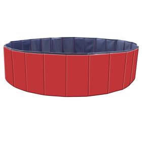 Foldable Pet Swimming Pool PVC Kiddie Baby Dog Swim Pool Bathing Tub Playmat Kids Pools (Option: 160cmPetSwimPool63Inch Red)