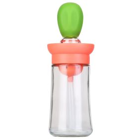 Oil Dispenser Bottle 2 In 1 Cooking Glass Olive Oil Dispenser Silicone Dropper with Silicone Brush Dropper Measuring Container for Kitchen Baking BBQ (Option: OilBottle Green)