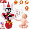 Kid Electric Dance Toy Christmas Elk Snowman Senior Penguin Plush Toy Interactive Sing Song Whirling Mimicking Recording Light up Toy