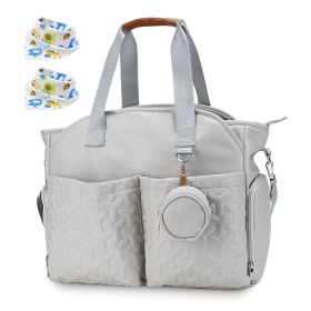 Breast Pump Bag Diaper Tote Bag with Detachable Shoulder Strap Side Pocket Free Baby Bibs Compatible with Spectra S1 S2 Medela (Option: DiaperBag LightGrey)