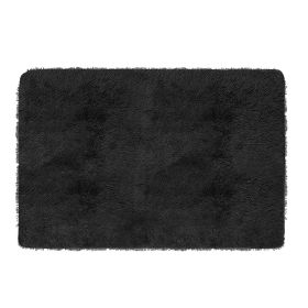 Fluffy Bedroom Rug 4’ x 2.6’ Anti-Skid Shaggy Area Rug Decorative Floor Carpet Mat for Nursery Bedroom Living Room (Option: RugFloorMat Black)