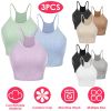 3 Pack Women Crop Basic Tank Top Ribbed Knit Sleeveless Round Neck 9 Color Machine Wash Summer Crop S to XL