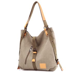 Ladies Canvas Tote Bag Multifunctional Purse Handbag Adjustable Shoulder Rucksack Convertible Backpack Wear-Resistant Dirt-Proof For Women School Offi (Option: LadyToteBag Khaki)