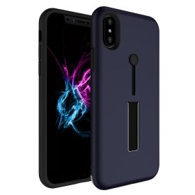 Finger Strap Phone Case for iPhone X Drop-protection Finger Ring Rugged Phone Case with Kickstand Dual Layer Case (Option: iPhoneXCaseStand RoyalBlue)