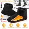 Women Lady Snow Boots Suede Mid-Calf Boot Shoe Short Plush Warm Lining Shoes w/ Anti-slip Rubber Base Knitting Design