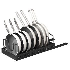 Pull Out Pots And Pans Organizer Under Cabinet With 8 Adjustable Dividers Rustproof Carbon Steel Sliding Pots Holder For Kitchen Cookware Bakeware Pot (Option: PotAndPanRack Black)