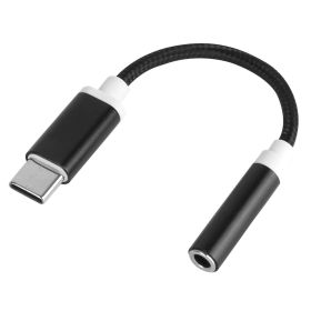 USB-C Type C Adapter Port to 3.5mm Aux Audio Jack Earphone Headphone Cable Cord (Option: USBCAuxCable Black)