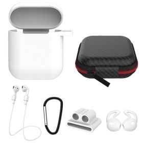 Silicone Case for Apple AirPod 1 2 AirPods Protective Cover Skin w/Strap Ear Hooks Watch Band Holder (Option: AP12Case White)