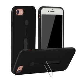Finger Strap Phone Case for iPhone  8 Drop-prot ection Finger Ring Rugged Phone Case with Kickstand Dual Layer Case (Option: iP8CaseStand Black)