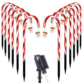 Solar Christmas Candy Cane Lights with 12 Candies 72LEDs Outdoor Christmas Decorations IP44 Waterproof Flickering Pathway Markers String Lights with 8 (Option: CandyLight Santa)