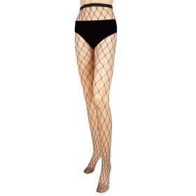 Women Fishnet Tights Sexy High Waist Fishnet Pantyhose Stretchy Mesh Hollow Out Tights Stockings w/ Small Medium Large Hole Choices (Option: WomenFishNetStockings L)
