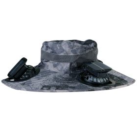 Outdoor Wide Brim Sun Hat With 2 Rechargeable Fans Solar Powered 3 Wind Speeds UPF50+ Breathable Waterproof Nylon Mesh Outdoor Hat For Hiking Camping (Option: FanHat DarkGreyInk)