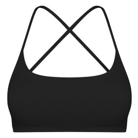 Women Cross Back Sport Bras Padded Strappy Crop Open Back Low Impact Bras Sexy Fitness Tank Tops with Removable Pads Thin Straps for Gym Yoga Workout (Option: Bra BlackXL)