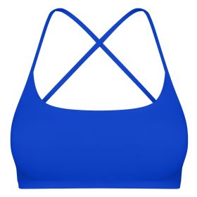 Women Cross Back Sport Bras Padded Strappy Crop Open Back Low Impact Bras Sexy Fitness Tank Tops with Removable Pads Thin Straps for Gym Yoga Workout (Option: Bra BlueXL)