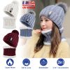 Winter Beanie Hat Scarf Set Women Warm Knitting Skull Cap Neck Warmer for Walking Running Hiking Camping Outdoors Gift