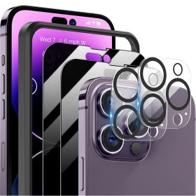 2Pcs Privacy Screen Protectors And 2Pcs Camera Lens Tempered Glass Screen Film Full Coverage Screen Protector Fit for IOS Phone 14/14Plus/14Pro/14Pro (Option: ProtectorSet 13Pro)