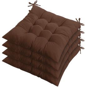 4Pcs Chair Cushion Pads Pillow 17.72x17.72x2.37in Soft Tie On Square Sitting Mats For Home Office Car Sitting Travel (Option: ChairPad ProBrown)