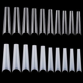 500Pcs False Nail Tips C Curve Half Cover French Nails Extra Long Fake Finger Nails For Nail Art Salons Home DIY 10 Sizes (Option: NailTips Transparent)
