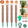 4Pcs Coco Coir Extendable Moss Pole for Climbing Plants Plant Support with 10 Labels 6.6Feet Jute Rope 6.6 Feet Fasten Strap 65.6 Feet Twist Tie Indoo
