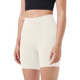 Women\'s High Waist Biker Shorts Tummy Control Pants Athletic Leggings Spandex Booty Shorts with 6.3In Inseam No Front Seam for Workout Yoga Running V (Option: BikerShorts IvoryL)