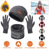 Winter Knitted Hat Scarf Gloves 3Pcs Winter Warm Beanie and Touch Screen Gloves Scarf Set Knit Beanie Skull Cap Neck Warmer Mittens for Men Women