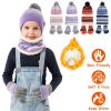 Winter Kids Knitted Hat Scarf Gloves 3Pcs Boys Girls Winter Warm Beanie Hat and Glove Scarf Set Beanie Neck Warmer Mittens for 4-7-Year-Old Kids