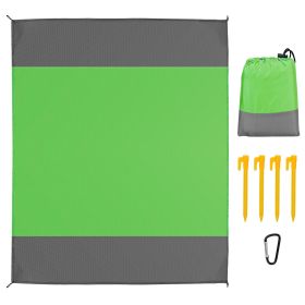 108x96.46in Sand Proof Picnic Blanket Water Resistant Foldable Camping Beach Mat w/ 4 Anchors 1 Carry Bag For 4-6 People (Option: CampingBlanket GreenL)