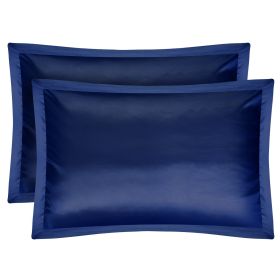 2 Pack Soft Silky Satin Pillow Case Hypoallergenic Breathable Bed Pillow Cover Queen Size Pillowcase Great for Hair Skin (Option: 2PcsQueenPillowCase Navy)