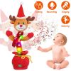 Kid Electric Dance Toy Christmas Elk Snowman Senior Penguin Plush Toy Interactive Sing Song Whirling Mimicking Recording Light up Toy