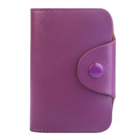 Credit Card Holder Wallet PU Leather Snap Closure Purse Accordion Case with 12 Pcs Card Slots (Option: LeatherCardWallet Purple)