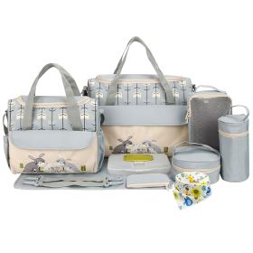 11Pcs Baby Nappy Diaper Bags Set for Mom Dad Mummy Shoulder Bags Multifunctional Diaper Handbags with Food Bag Bottle Bag Diaper Pad Burp Cloth 2 Hook (Option: DiaperBag Grey)