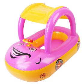 Baby Inflatable Pool Float Car Shaped Toddler Swimming Float Boat Pool Toy Infant Swim Ring Pool with Sun Protection Canopy for 1-3 Year-Old Kids Infa (Option: BabyFloat Pink)