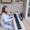 Folding Piano Keyboard 88 Keys Rechargeable Full Size Semi Weighted Piano Digital Electronic Piano with LCD Screen Carry Bag Mic Sheet Music Stand Sti