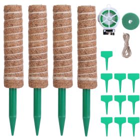 4Pcs Coco Coir Extendable Moss Pole for Climbing Plants Plant Support with 10 Labels 6.6Feet Jute Rope 6.6 Feet Fasten Strap 65.6 Feet Twist Tie Indoo (Option: MossPole 42CM)
