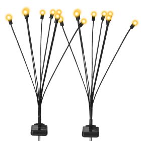 2Pcs Solar Firefly Lights Swaying Decorative Pathway Lamp IP65 Waterproof Landscape Patio Yard Night Light (Option: FireflyLight Warm)