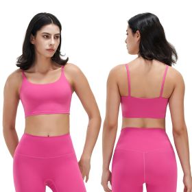 Women Strap Sport Bras Padded Strappy Crop Square Neck Low Impact Bras Sexy Fitness Tank Tops with Removable Pads Flat Straps for Gym Yoga Workout Run (Option: Bra PinkS)