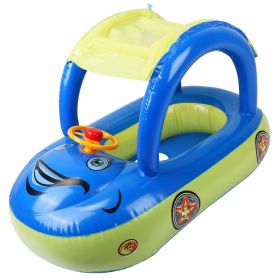 Baby Inflatable Pool Float Car Shaped Toddler Swimming Float Boat Pool Toy Infant Swim Ring Pool with Sun Protection Canopy for 1-3 Year-Old Kids Infa (Option: BabyFloat DarkBlue)